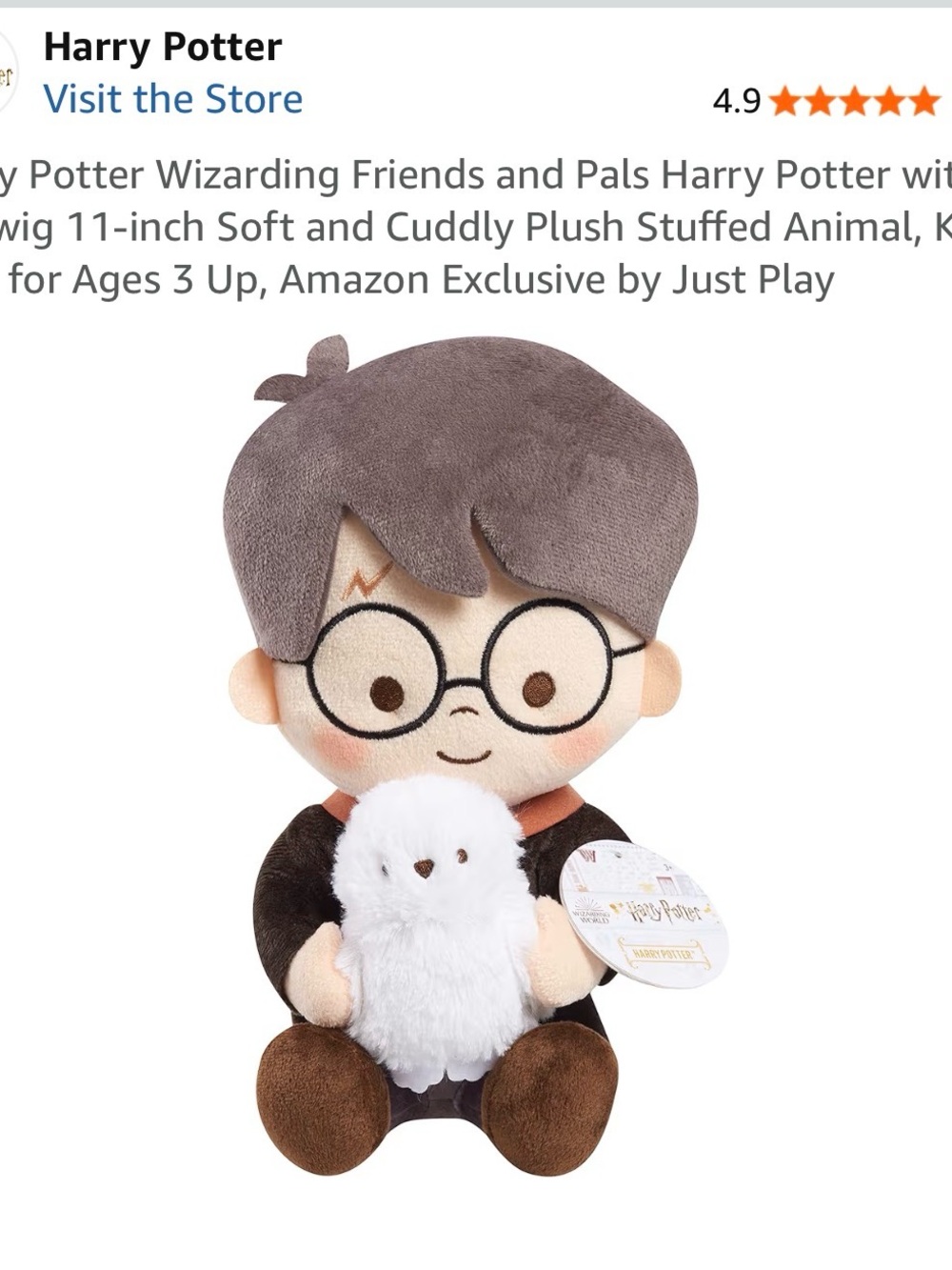Harry Potter Plush Doll with White Owl - Brown, White, Black